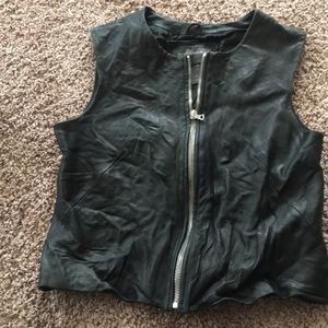 Black 100% genuine leather Vests